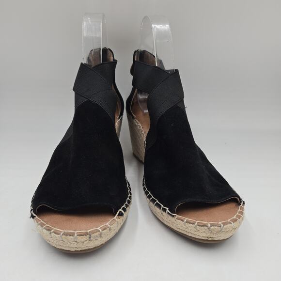 Gentle Souls Kenneth Cole Women's Espadrille Wedge Sandals Black Size 9 M Peep - Picture 2 of 6